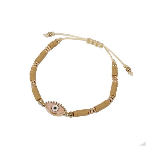 [¨76089] Pulsera Hilo Camel con Ojo Turco