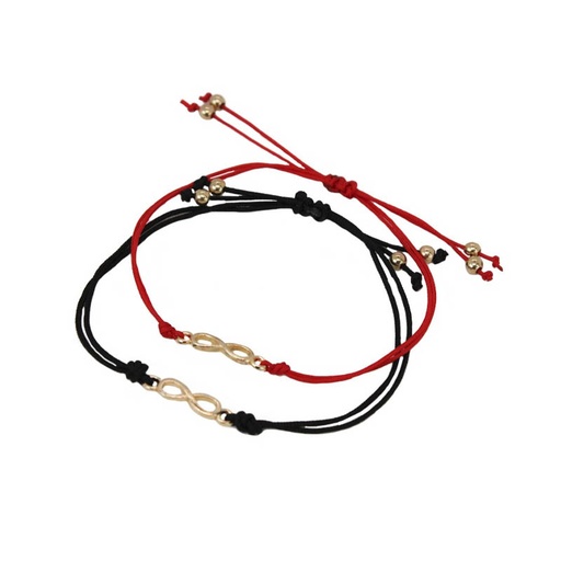 [^74461] Set Pulseras Hilo Infinito Roja y Negra