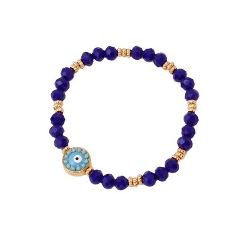 Pulsera Elastica Azul con Ojo Turco Turquesa