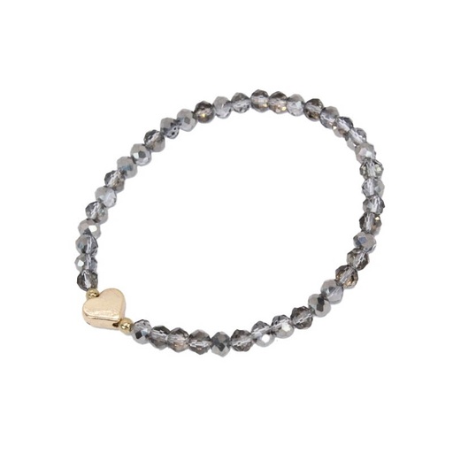 [¨76595] Pulsera Elastica Plateada con Corazon