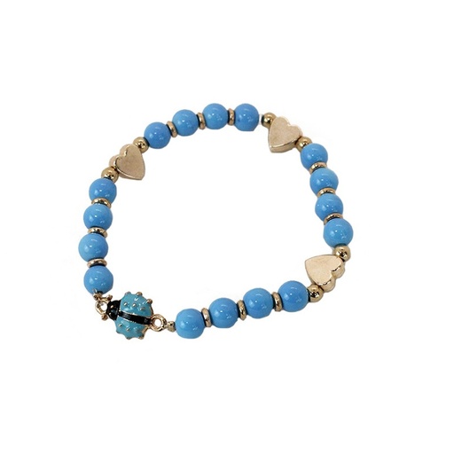 [¨75623] Pulsera Elastica Celeste con Mariquita y Corazon