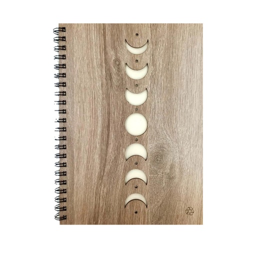 Cuaderno Tapa de Madera Calada Fases Luna A5