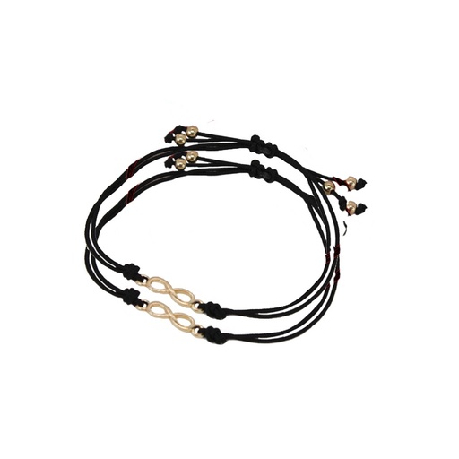 [^74461] Set Pulsera Hilo Infinito Negras