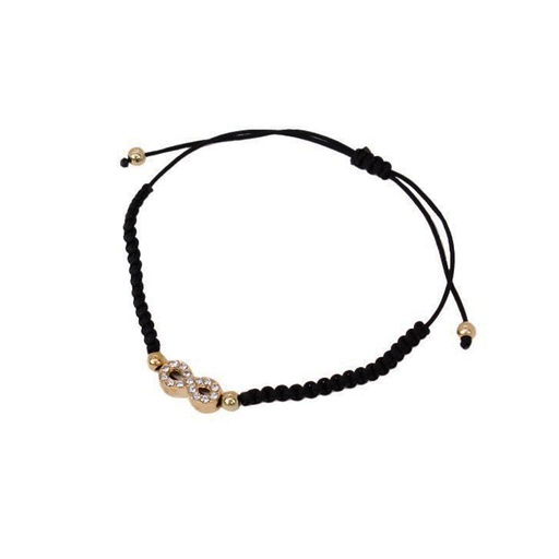 [{75817] Pulsera Hilo Negra con Infinito de Strass