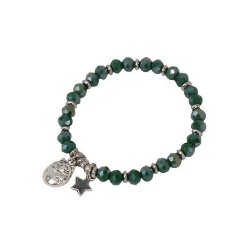 Pulsera Elastica Verde con Gatito y Estrella