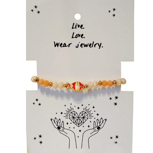 [{79651] Pulsera Elastica Naranja con Pez