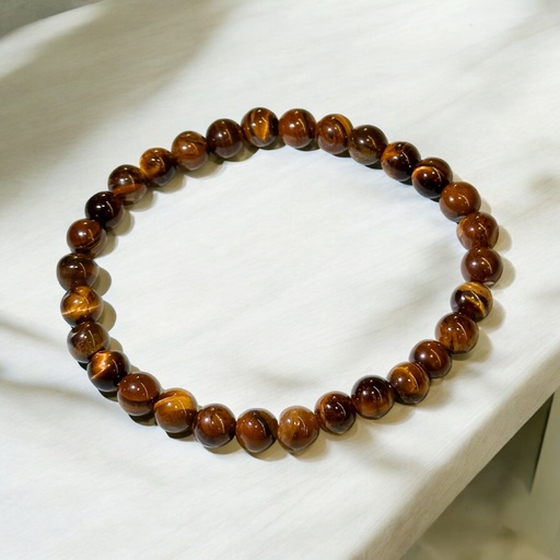 Pulsera Gema Ojo de Tigre Elástica Esferas 6mm