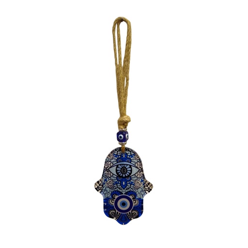 Colgante Mano de Fatima Azul con Ojo Turco Vidrio 25cm