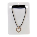 Collar Gamuzza Negro con Corazon Dorado