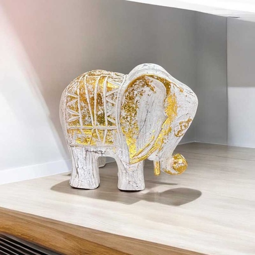 Elefante Madera Blanco 15cm