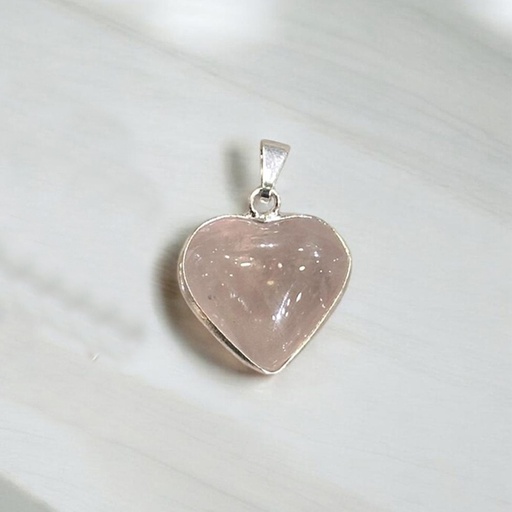 Dije Gema Cuarzo Rosa Corazon con Virola