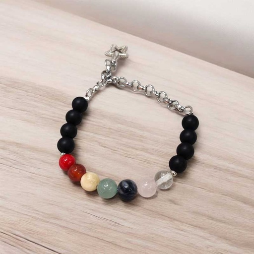 Pulsera Gemas 7 Chakras con Obsidiana Trendy