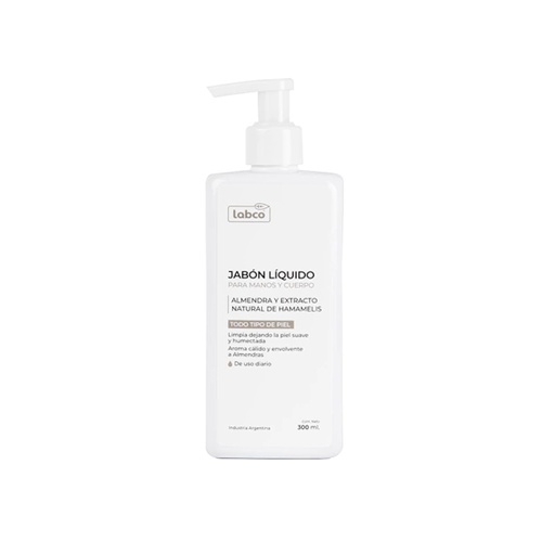 Jabón Líquido Manos y Cuerpo Almendra y Extracto Natural de Hamamelis 300ml, Labco