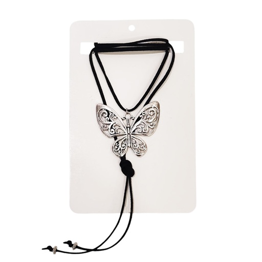 Collar Gamuza Negro con Mariposa