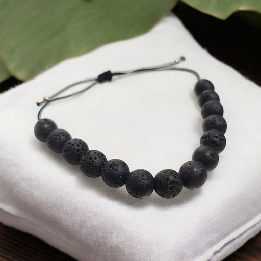 Pulsera Gema Piedra Volcanica 8mm Hilo