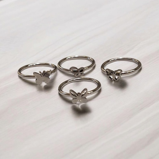 Anillo Acero Mariposas Varias