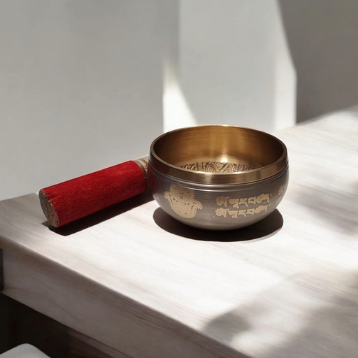 Cuenco Tibetano 10.5cm Dorado con Mantras