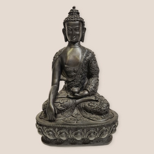 Buda Resina Tallado Negro 28cm