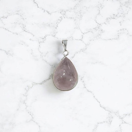 Dije Gema Cuarzo Rosa Gota con Virola