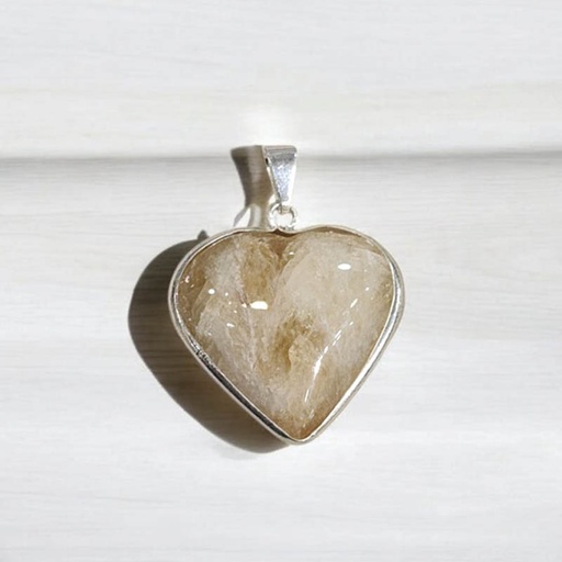 Dije Gema Citrino Corazon Grande con Virola