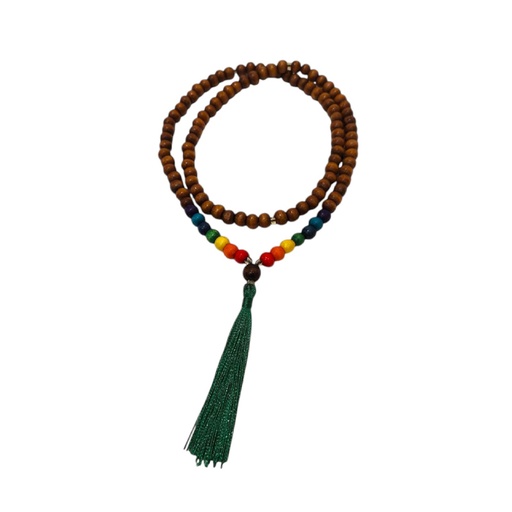 Japa Mala Madera 7 Chakras 108 Cuentas Tessel Verde