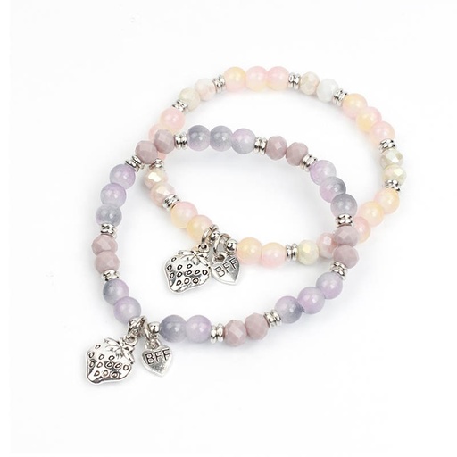Set Pulseras Elasticas Tonos Violeta y Rosa