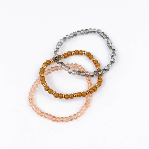 [94305] Set Tres Pulseras Elasticas Tonos Camel