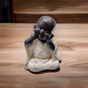 Buda Bebe Negro Sonriendo Tunica Blanca 10cm