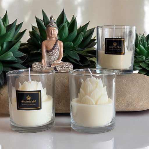 Vela con Flor de Loto Cera Vegetal Pimpollo de Jazmin