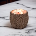 Lampara de Sal Cuenco Terracota con Hojitas 12cm