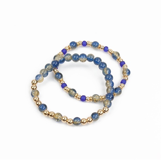 [95545] Set Pulseras Elasticas Golden Color Azul