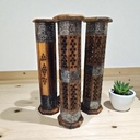 Porta Sahumerio Torre Octogonal con Bandas Metal 31cm