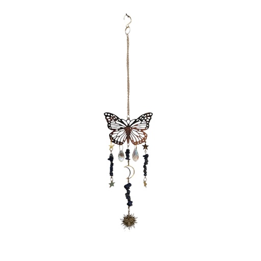 Colgante Mariposa Dorada con Lapislazuli 38cm