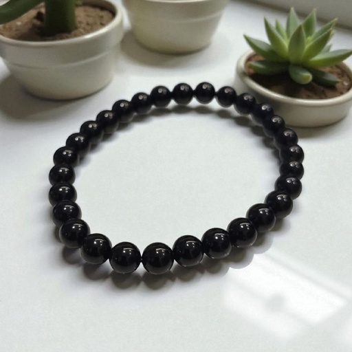 Pulsera Gema Turmalina Elastica Esferas 6mm