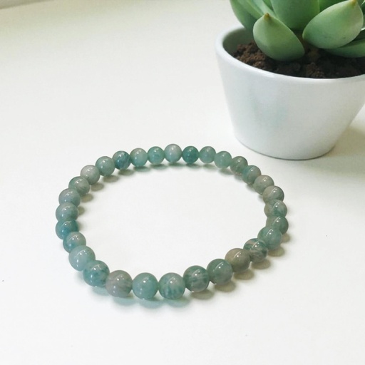 Pulsera Gema Amazonita Elastica Esferas 6mm