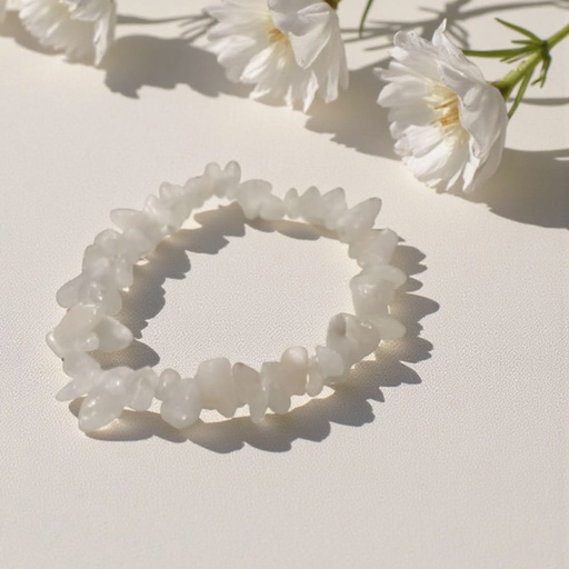 Pulsera Gema Adularia Piedra de la Luna Elastica Escallas