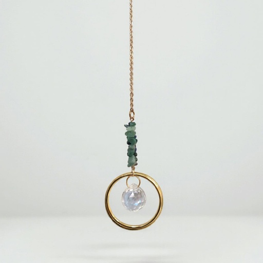 Atrapasoles Aro Dorado con Cuarzo Verde