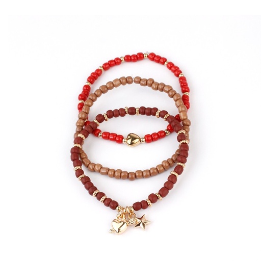 [94895] Set Pulseras Colors Gamas Red con Dijes Dorados