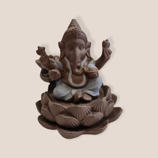 Cascada de Humo con Ganesha Base Flor de Loto 11cm